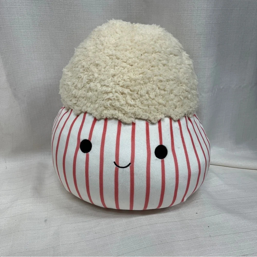 Squishmallow Plush 14" Arnel Popcorn Bowl Food Red & White Soft Kelly Toys